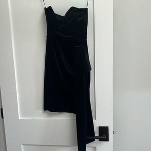 Black velvet draped front mini dress never worn